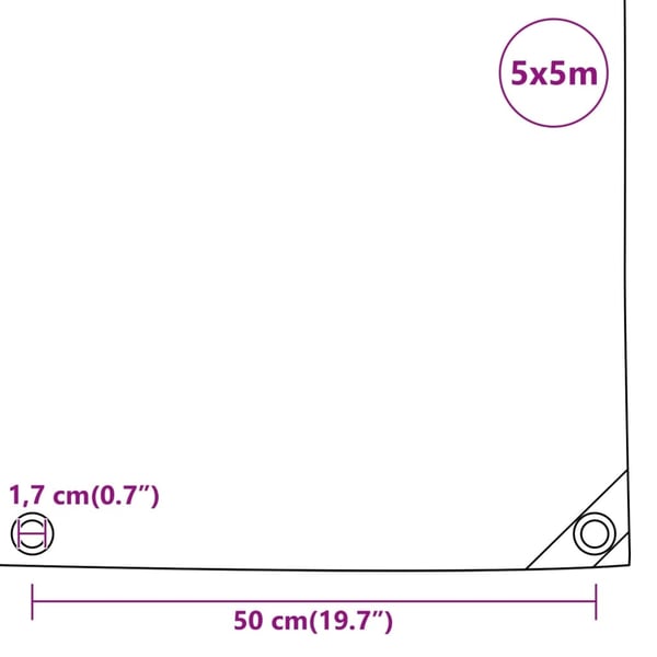 vidaXL presenning 5x5 m 650 g/m² blå