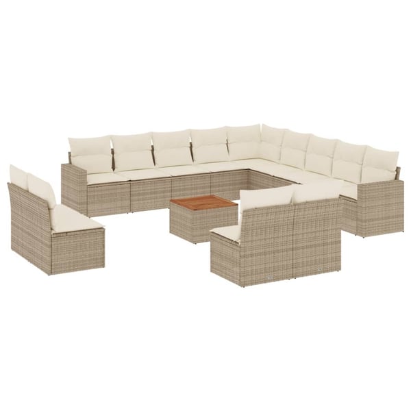 vidaXL sofasæt til haven 14 dele med hynder polyrattan beige