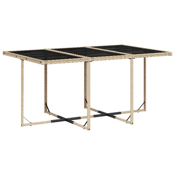 vidaXL Matgrupp för trädgården med dynor 7 delar mixbeige konstrotting