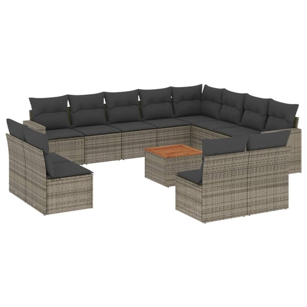 vidaXL sofasæt til haven 13 dele med hynder polyrattan grå