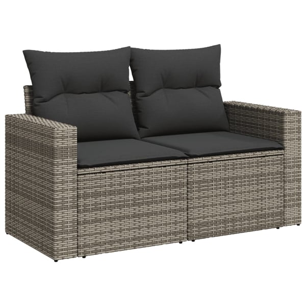 vidaXL sofasæt til haven 14 dele med hynder polyrattan grå