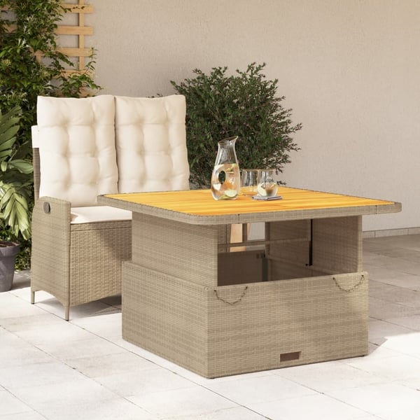vidaXL spisebordssæt til haven 2 dele med hynder polyrattan beige