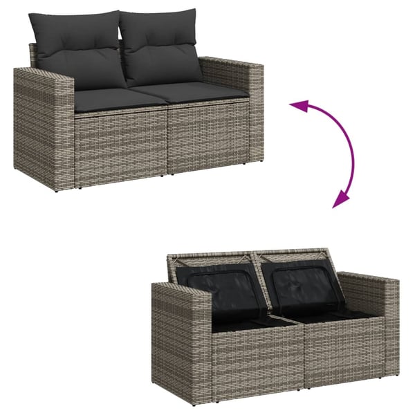 vidaXL sofasæt til haven 9 dele med hynder polyrattan grå