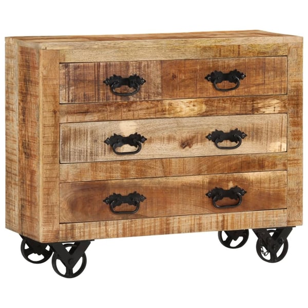 vidaXL Skjenk med 3 skuffer 80x30x65 cm grov heltre mango