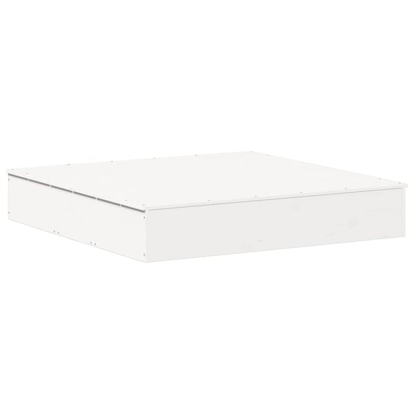 vidaXL Sandkasse med lokk hvit 111x111x19,5 cm heltre furu