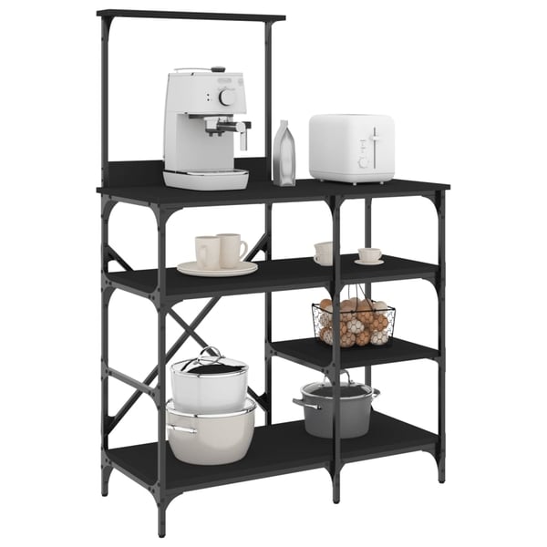 vidaXL Bakehylle svart 90x40x132 cm konstruert tre og metall