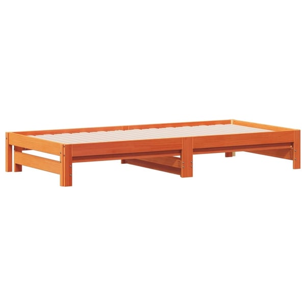 vidaXL Uttrekkbar dagseng voksbrun 80x200 cm heltre furu