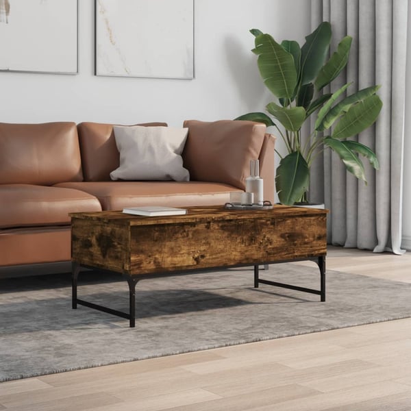 vidaXL Salongbord røkt eik 100x50x40 cm konstruert tre og metall