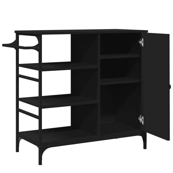 vidaXL Kjøkkentralle svart 87,5x38,5x84,5 cm konstruert tre