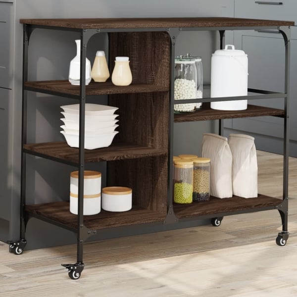 vidaXL Kjøkkentralle brun eik 100x45x89,5 cm konstruert tre