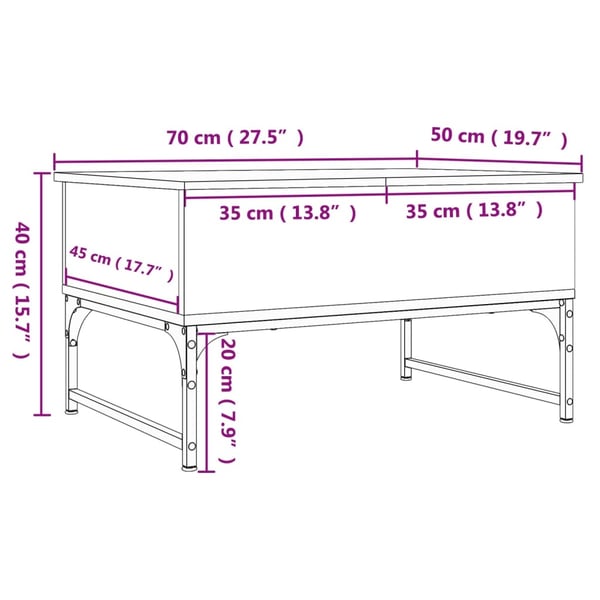 vidaXL sofabord 70x50x40 cm konstrueret træ sort