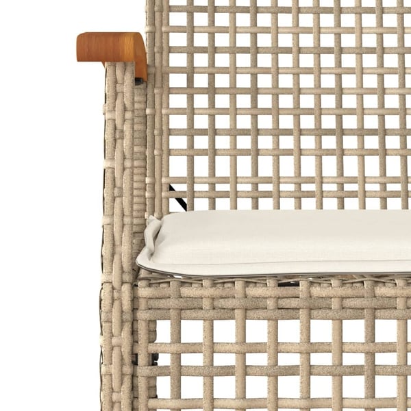 vidaXL 7-osainen Ulkoruokailuryhmä tyynyillä beige polyrottinki