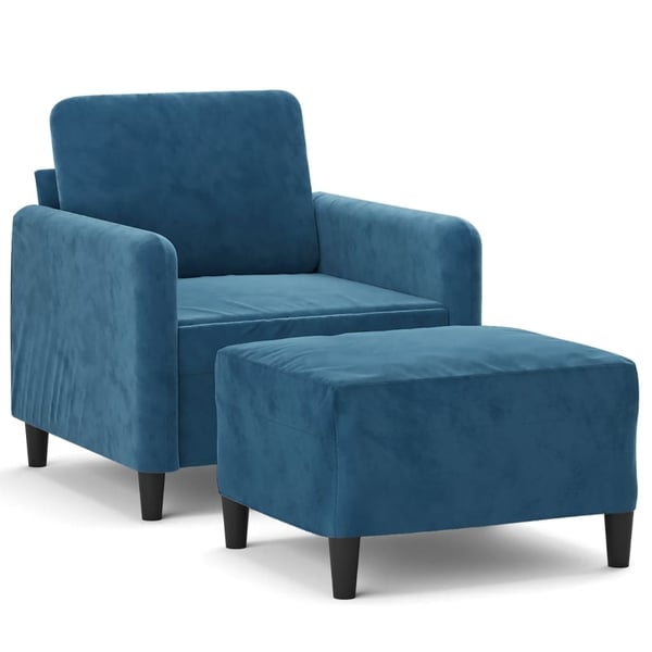 vidaXL sofastol med fodskammel 60 cm velour blå