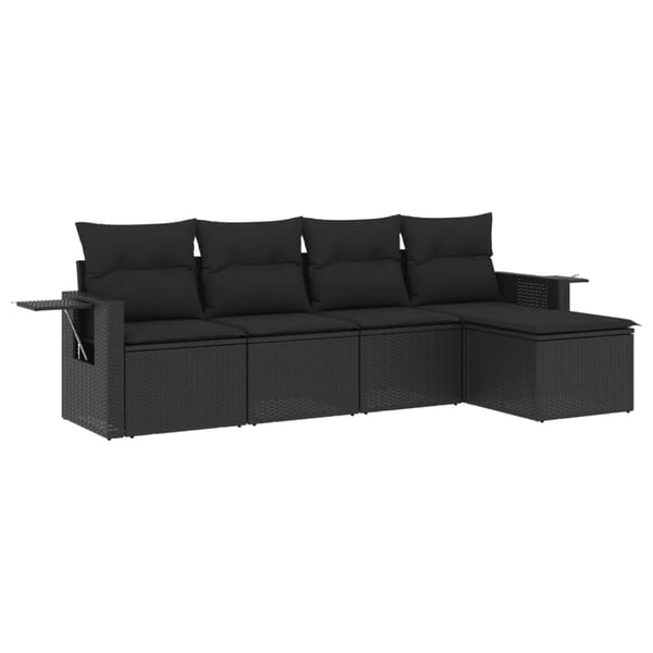 vidaXL sofasæt til haven 5 dele med hynder polyrattan sort