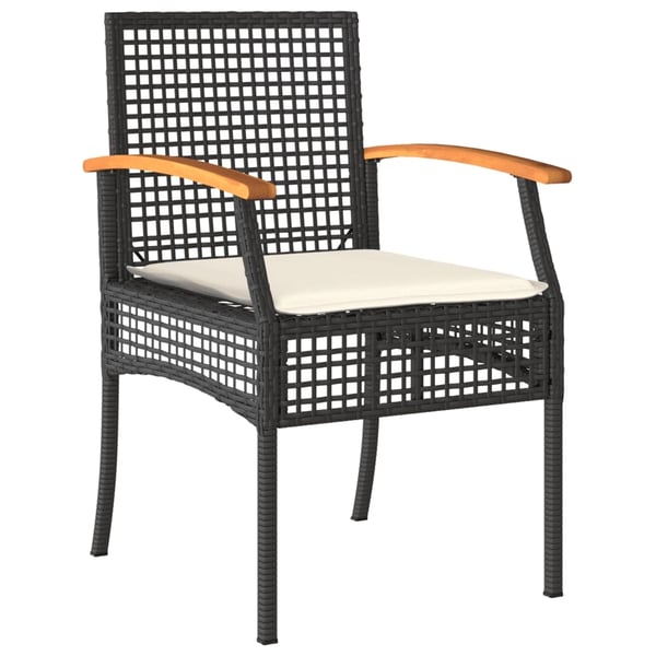 vidaXL spisebordssæt til haven 7 dele med hynder polyrattan sort