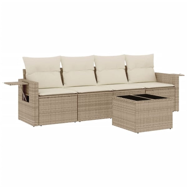 vidaXL sofasæt til haven 5 dele med hynder polyrattan beige
