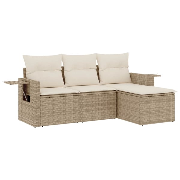 vidaXL sofasæt til haven 4 dele med hynder polyrattan beige