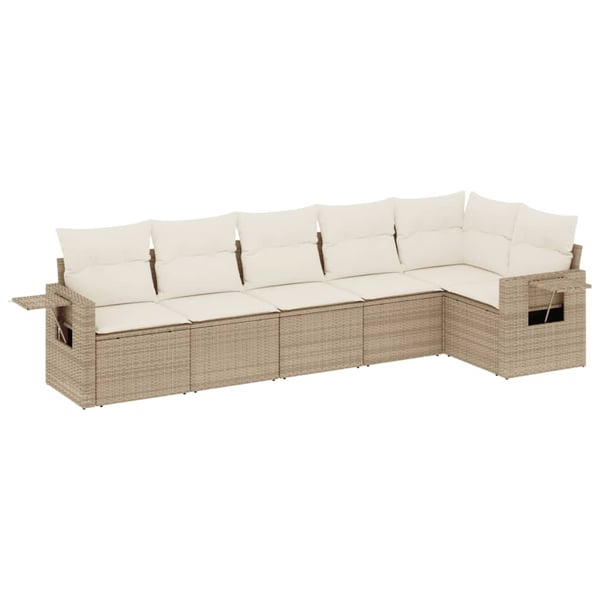vidaXL sofasæt til haven 6 dele med hynder polyrattan beige