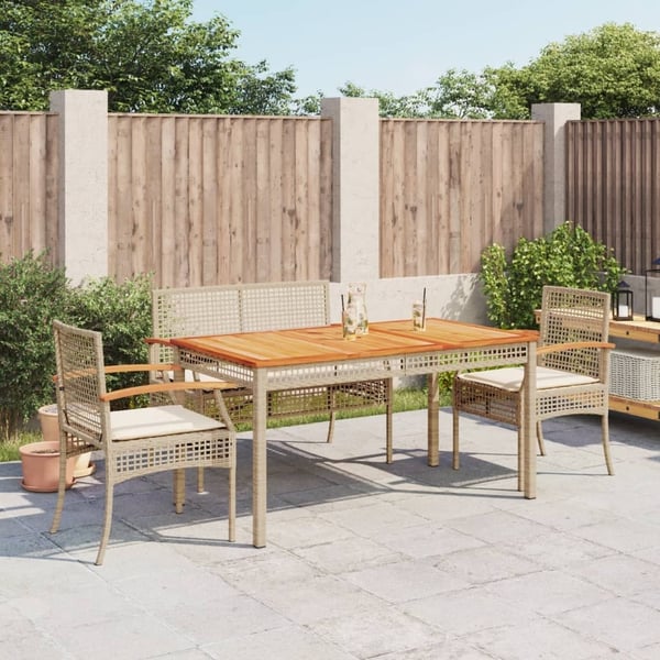 vidaXL spisebordssæt til haven 4 dele med hynder polyrattan beige