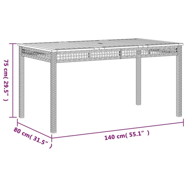 vidaXL spisebordssæt til haven 4 dele med hynder polyrattan beige