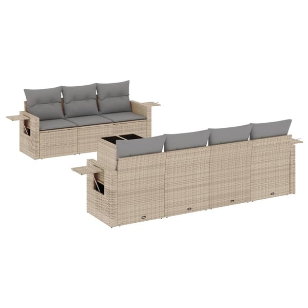 vidaXL sofasæt til haven 8 dele med hynder polyrattan beige
