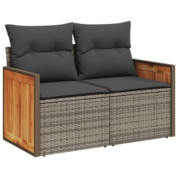 vidaXL sofasæt til haven 9 dele med hynder polyrattan grå