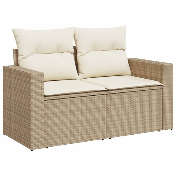 vidaXL sofasæt til haven 7 dele med hynder polyrattan beige