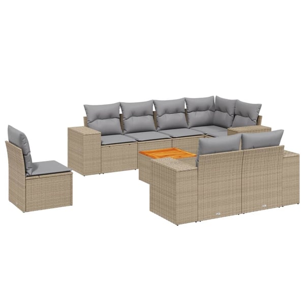 vidaXL sofasæt til haven 9 dele med hynder polyrattan beige