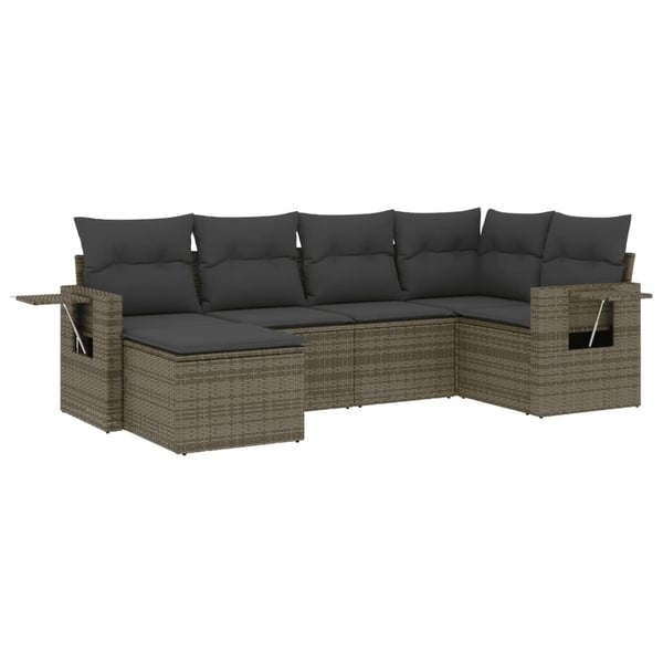 vidaXL sofasæt til haven 6 dele med hynder polyrattan grå