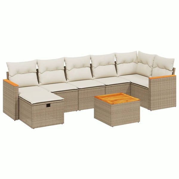 vidaXL sofasæt til haven 8 dele med hynder polyrattan beige