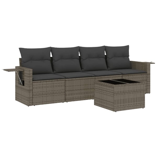 vidaXL sofasæt 5 dele med hynder polyrattan grå