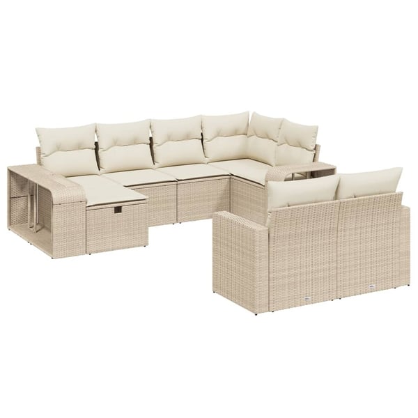 vidaXL sofasæt til haven 10 dele med hynder polyrattan beige