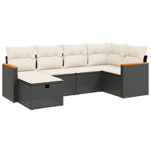 vidaXL Loungegrupp med dynor 6 delar svart konstrotting