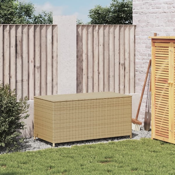 vidaXL opbevaringsboks til haven 190 l polyrattan beige