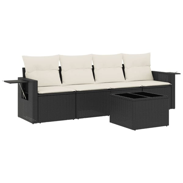 vidaXL sofasæt til haven 5 dele med hynder polyrattan sort