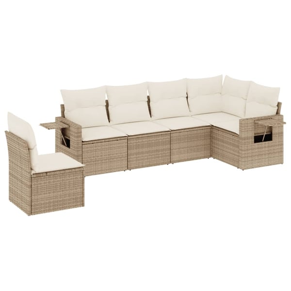 vidaXL sofasæt til haven 6 dele med hynder polyrattan beige