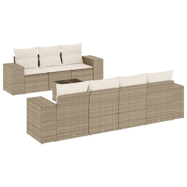 vidaXL sofasæt til haven 8 dele med hynder polyrattan beige