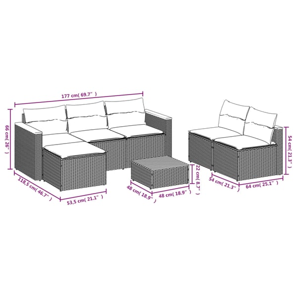 vidaXL sofasæt 5 dele med hynder polyrattan akacietræ grå