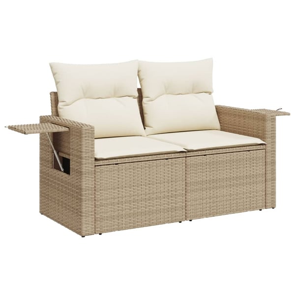vidaXL Soffgrupp för trädgården med dynor 9 delar beige konstrotting
