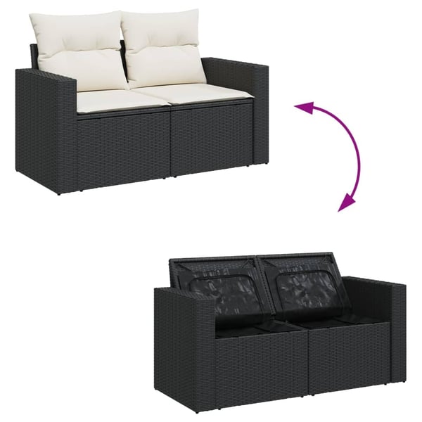 vidaXL sofasæt til haven 12 dele med hynder polyrattan sort