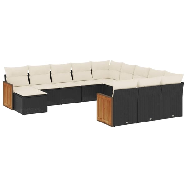 vidaXL sofasæt til haven 12 dele med hynder polyrattan sort