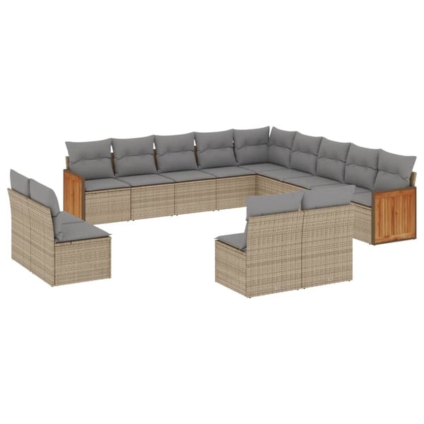 vidaXL sofasæt til haven 13 dele med hynder polyrattan beige