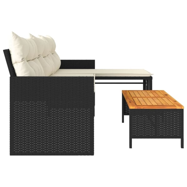 vidaXL havesofa med bord og hynder L-formet polyrattan sort