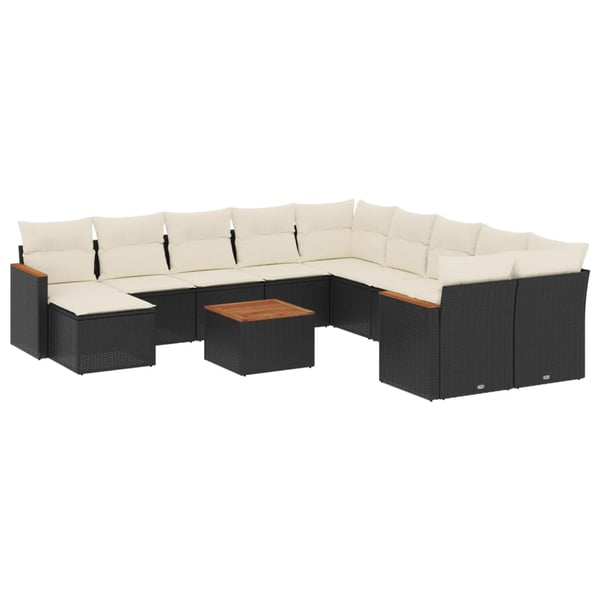 vidaXL sofasæt til haven 12 dele med hynder polyrattan sort