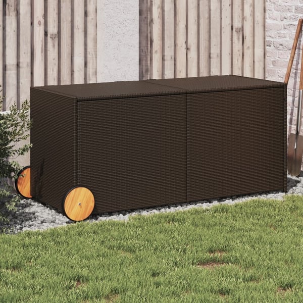 vidaXL Putekasse med hjul brun 283L cm polyrotting