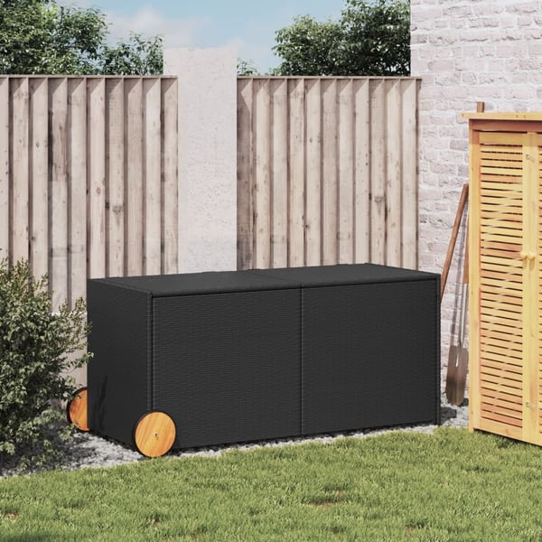 vidaXL Putekasse med hjul svart 283L cm polyrotting