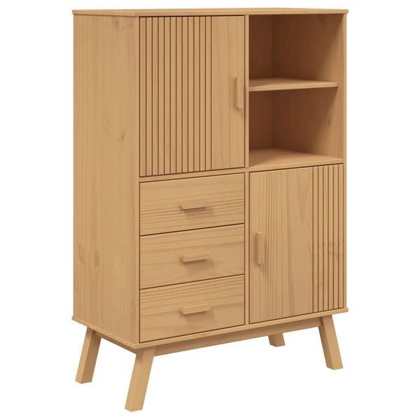 vidaXL skab OLDEN 85x43x125 cm massivt fyrretræ brun
