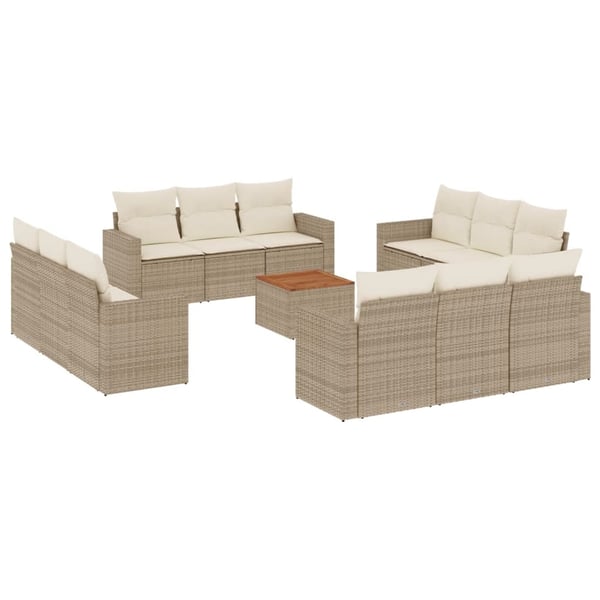 vidaXL sofasæt til haven 13 dele med hynder polyrattan beige