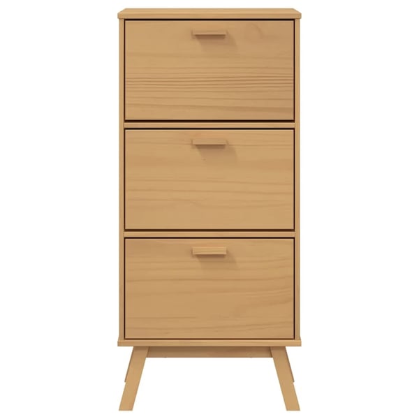 vidaXL skoskab OLDEN 55x35x120 cm massivt fyrretræ brun