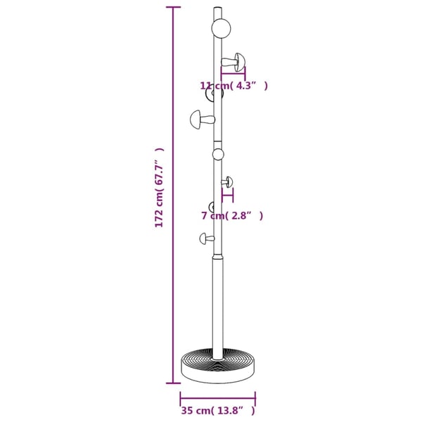 vidaXL stumtjener 172 cm pulverlakeret jern lyserød